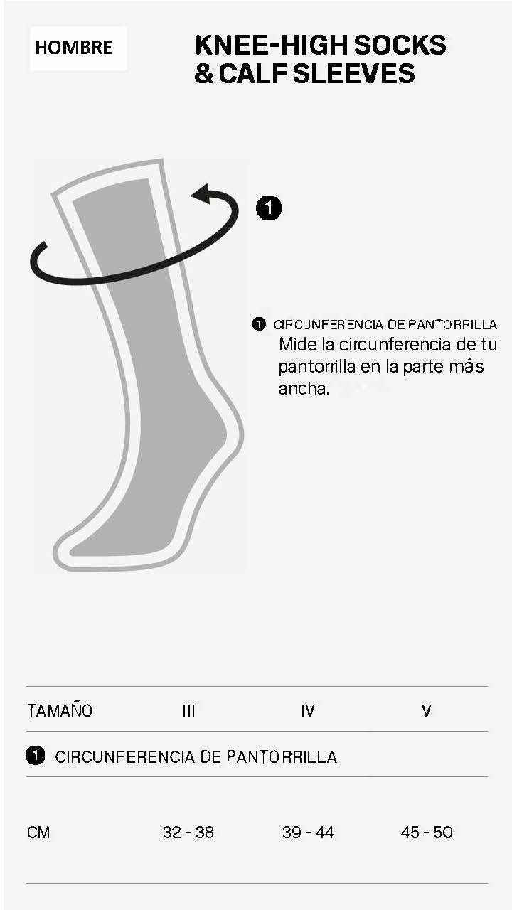GUÍA DE TALLAS CALCETAS HIGH Y PANTORRILLERAS